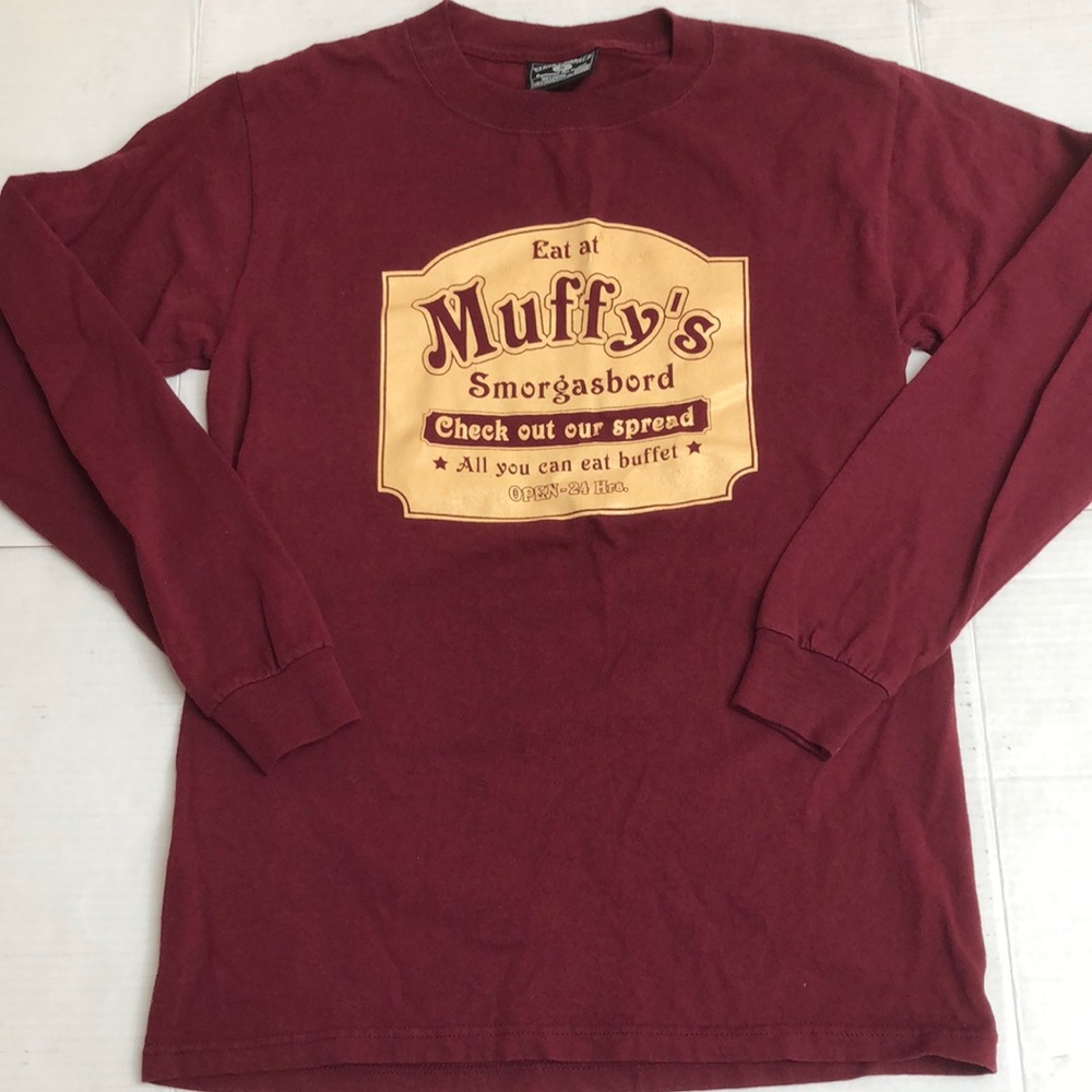 Steve & Barry’s Long Sleeve Shirt Men’s Small Eat at Muffy’s Smorgasbord Buffet